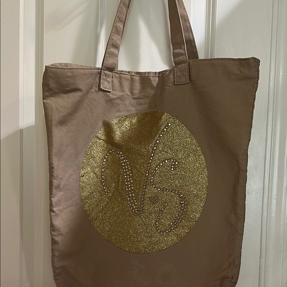 Vintage VS angels Brown Tote Bag with Gold Accent